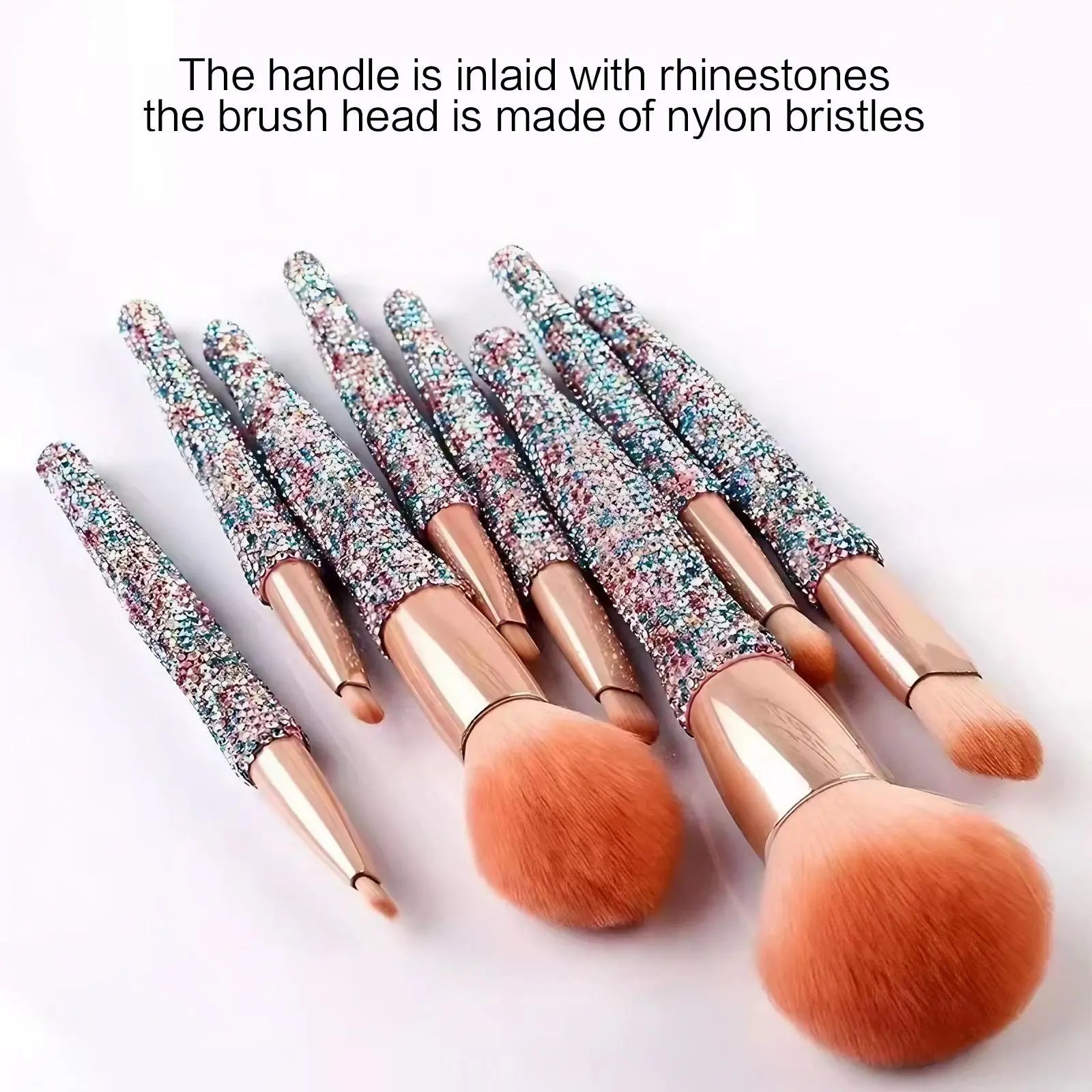 Makeup Brush Set with Storage Holder, 8 Counts/Set Glitter Makeup Brush with Soft Bristles, Professional Makeup Tools for Women