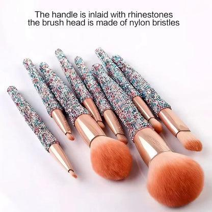 Makeup Brush Set with Storage Holder, 8 Counts/Set Glitter Makeup Brush with Soft Bristles, Professional Makeup Tools for Women