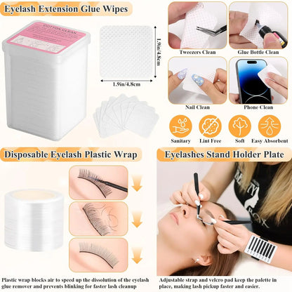 Lashes Kit for Eyelash Extension Beginner Lash Tech Starter Kit with Eye Lash Mannequin , Professional Eyelash Extension Kit with Lash Fan, Extension Glue and Eyelash Remover for Practice
