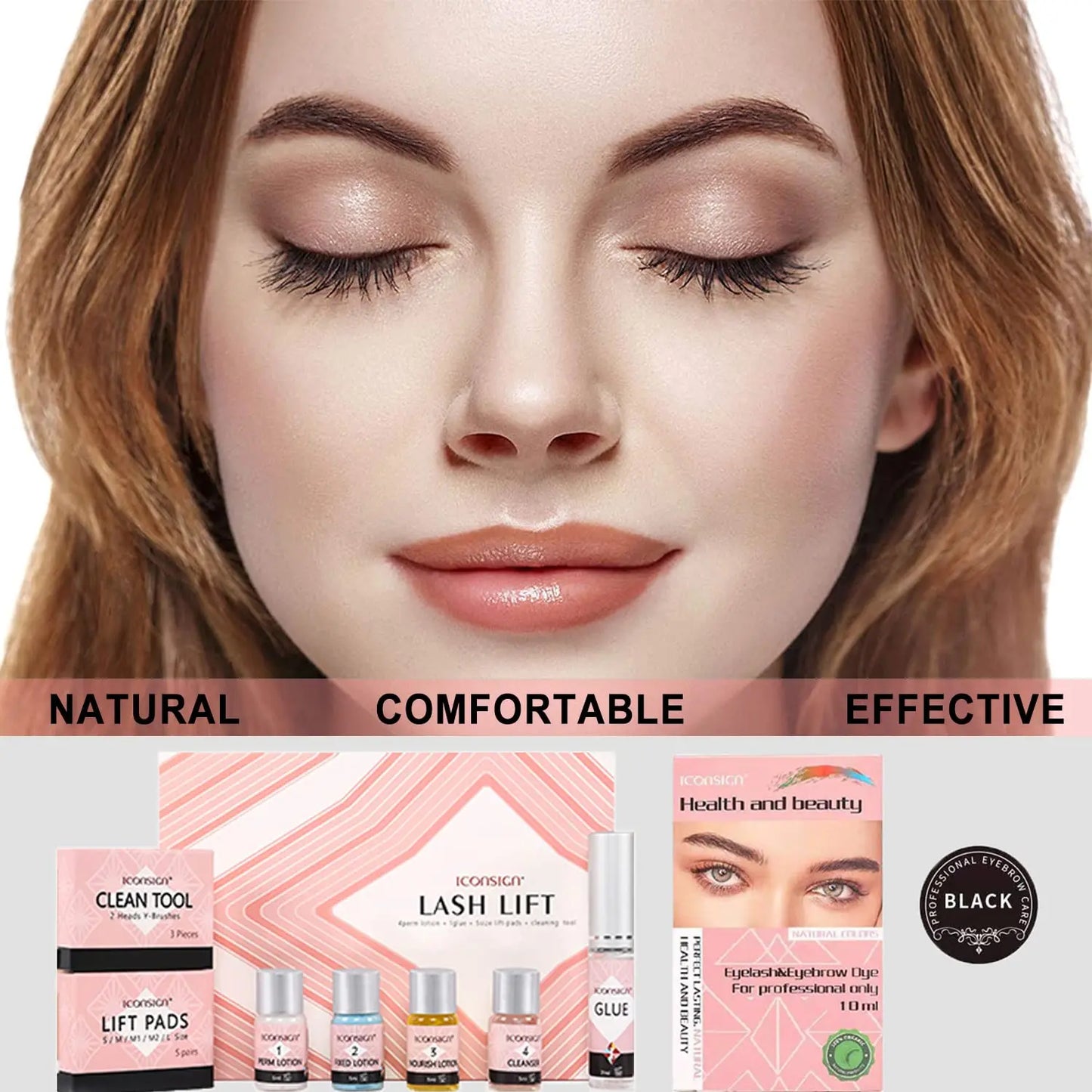 Professional Lash Lift Kit, 1 Set 3 in 1 Eyelash Perm Kit, Quick Lifting & Voluminous Coloring with Complete Tools for Salon Grade Home DIY Eyelash Enhancing Tool