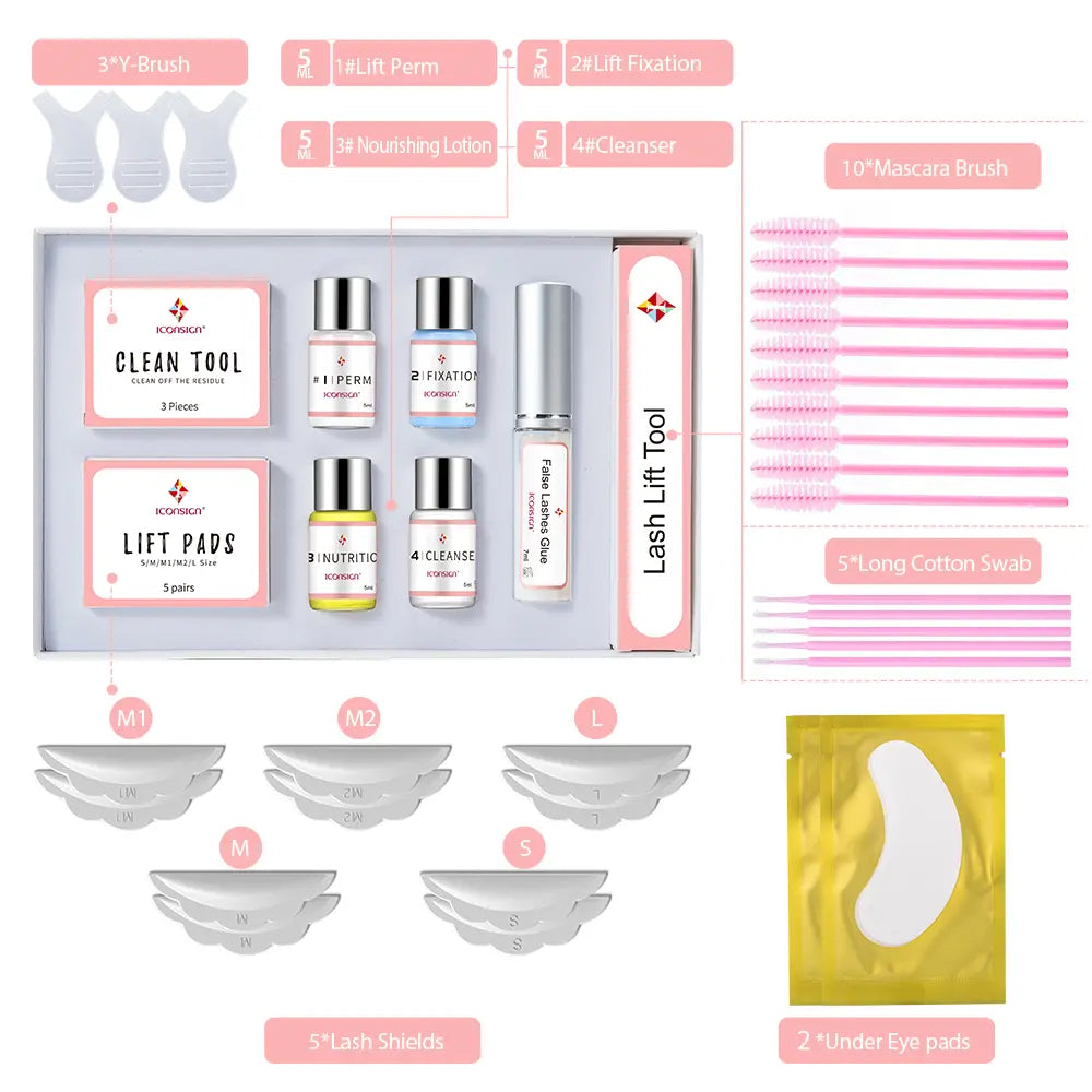 ICONSIGN Lash Lift Kit with Eyebrow Tint Dye for Salon Use - Black Eyelash Perm & Brow Tint - Gift Set for Friends Family & Workates - 35-50 Days Lash Lift & 60-90 Days Brow Tint Makeup