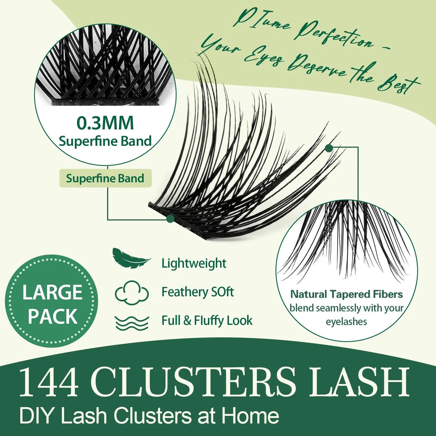 DIY Lash Extension Kit KEYYOU 144Pcs Lash Clusters Eyelash Extension Kit with Mascara Brush Bond and Seal Lash Glue Remover Lash Applicators Lash Brush DIY Cluster Lashes for DIY Lash Extensions (Y03 Kit)
