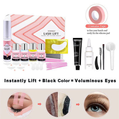 Professional Lash Lift Kit, 1 Set 3 in 1 Eyelash Perm Kit, Quick Lifting & Voluminous Coloring with Complete Tools for Salon Grade Home DIY Eyelash Enhancing Tool