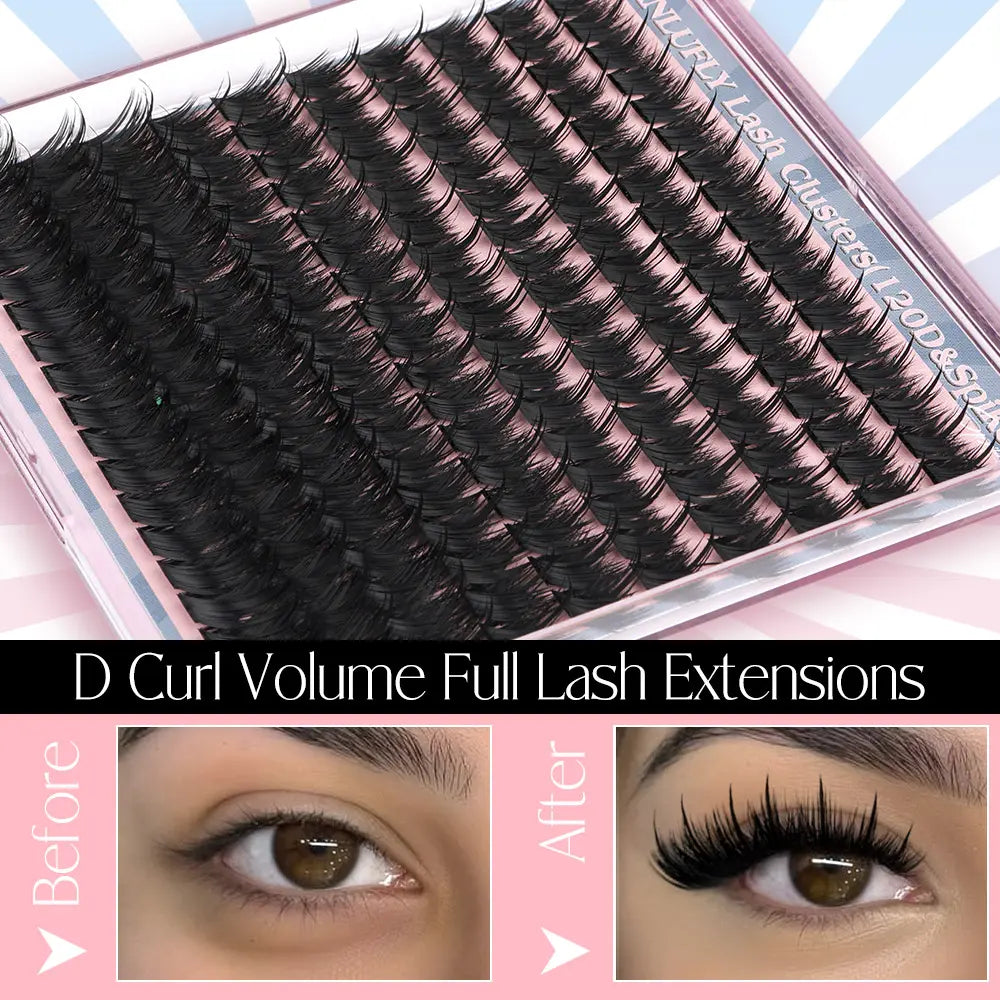 Volume Anime Lash Clusters Kit Zanlufly 120D Full Lashes Wet Wispy Look Cluster Lashes Pre-Made Spike Lash Extension Kit Lash Twezzer Lash Bond and Seal Lash Remover Tiktokshopblackfriday