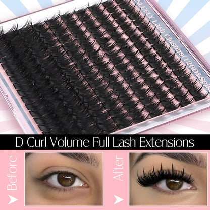 Volume Anime Lash Clusters Kit Zanlufly 120D Full Lashes Wet Wispy Look Cluster Lashes Pre-Made Spike Lash Extension Kit Lash Twezzer Lash Bond and Seal Lash Remover Tiktokshopblackfriday