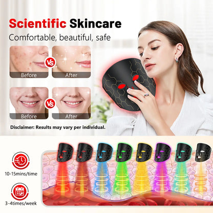 Red Light Therapy Mask for Face 8 Modes LED Face Mask Light Therapy with 288 Leds 630Nm & 850Nm Infrared Light Therapy Mask at Home Portable with Timer & 2600Mah Remote Control for Anti-Aging