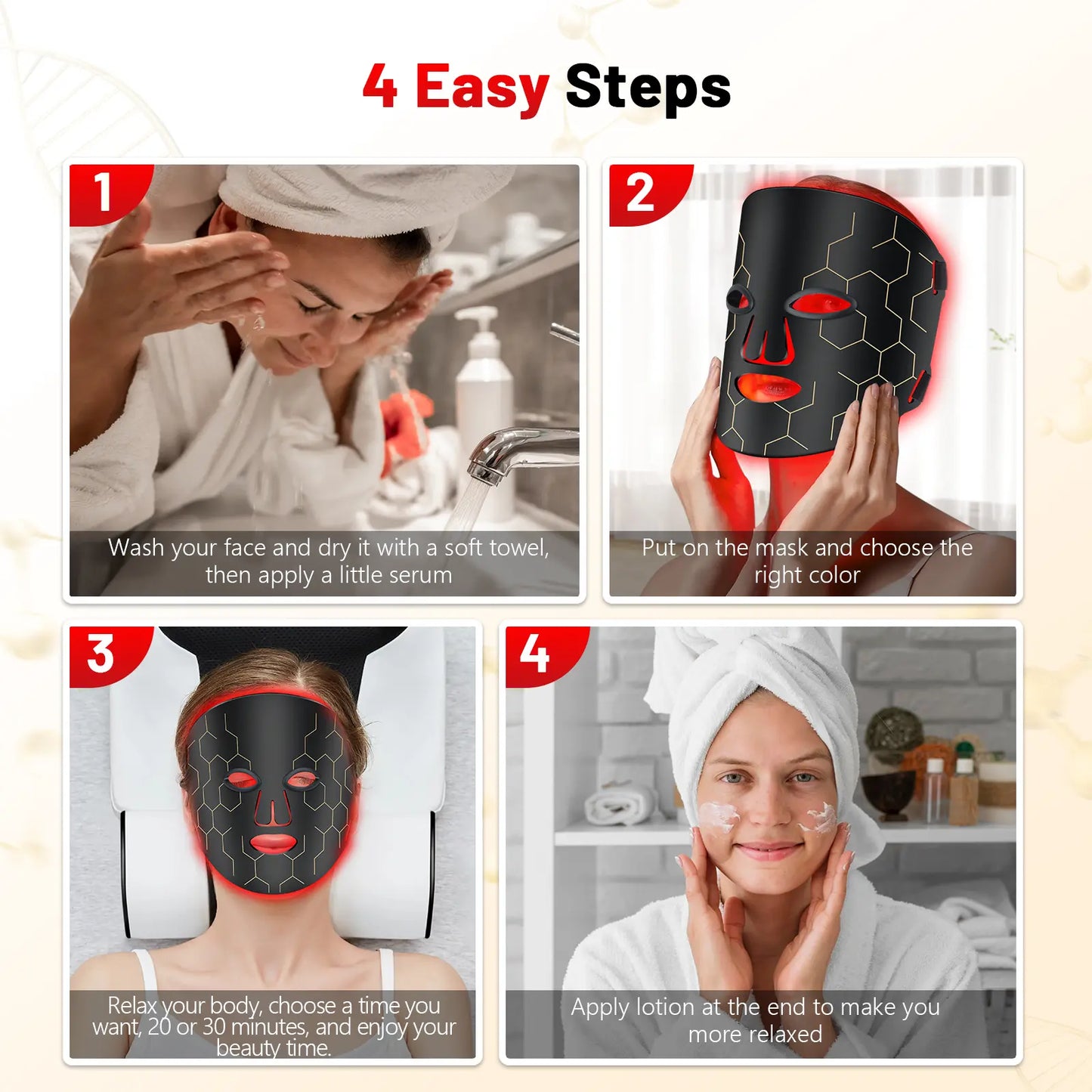 Red Light Therapy Mask for Face 8 Modes LED Face Mask Light Therapy with 288 Leds 630Nm & 850Nm Infrared Light Therapy Mask at Home Portable with Timer & 2600Mah Remote Control for Anti-Aging