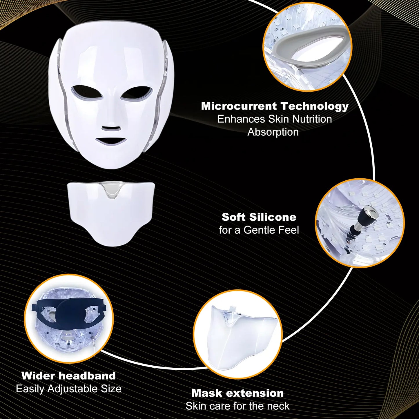 Led Face Mask Light Therapy,Red Light Face Mask,Light Mask,Led Facial Mask Device for Home Use,Red-Light-Therapy-For-Face,Seven- Colors LED Facial Skin Care Mask (White) Comfort Multifunctional Beauty Machine