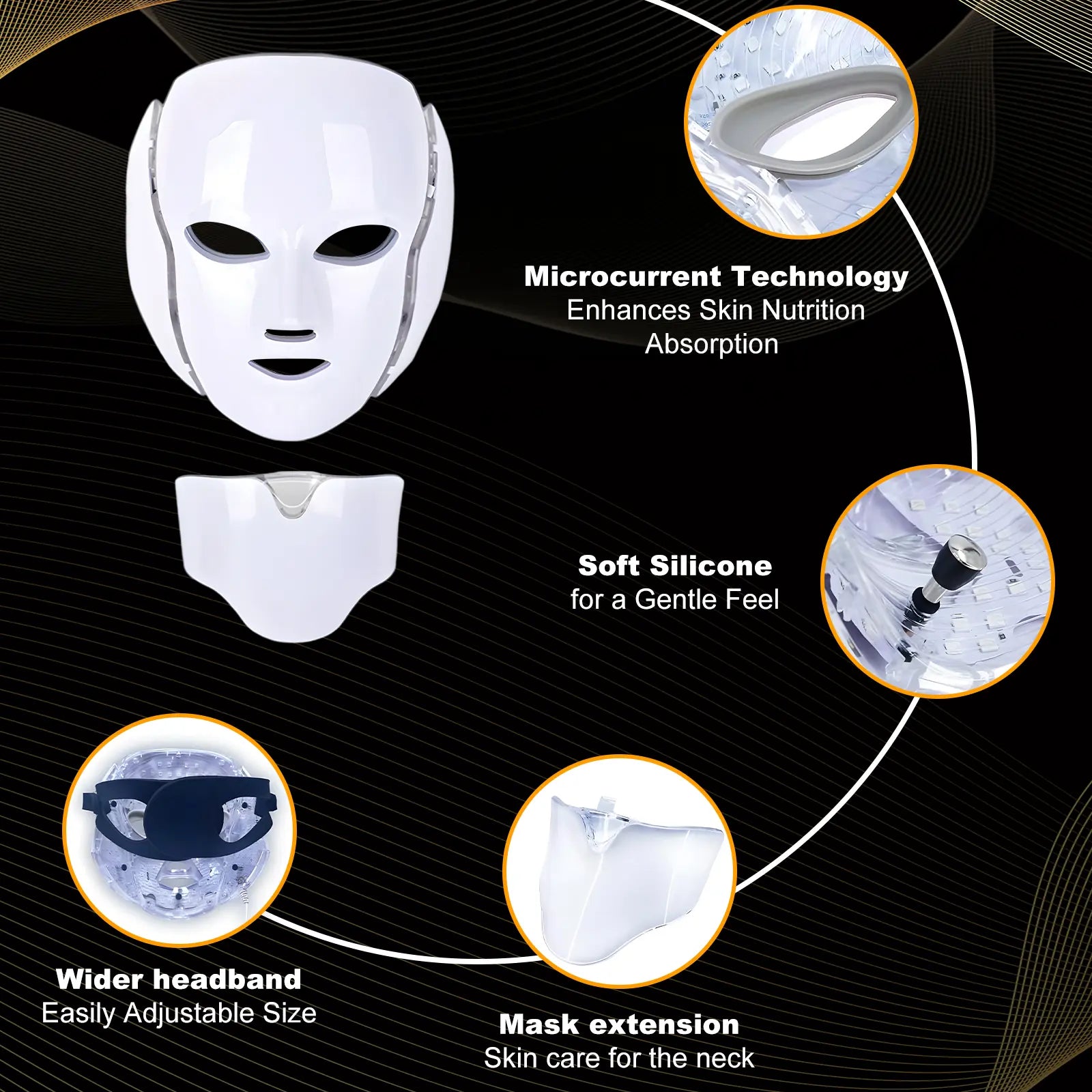 Led Face Mask Light Therapy,Red Light Face Mask,Light Mask,Led Facial Mask Device for Home Use,Red-Light-Therapy-For-Face,Seven- Colors LED Facial Skin Care Mask (White) Comfort Multifunctional Beauty Machine
