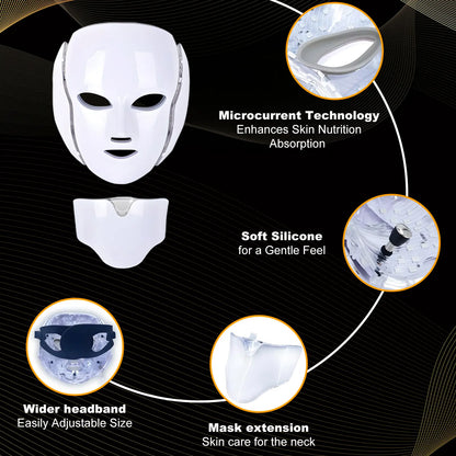 Led Face Mask Light Therapy,Red Light Face Mask,Light Mask,Led Facial Mask Device for Home Use,Red-Light-Therapy-For-Face,Seven- Colors LED Facial Skin Care Mask (White) Comfort Multifunctional Beauty Machine