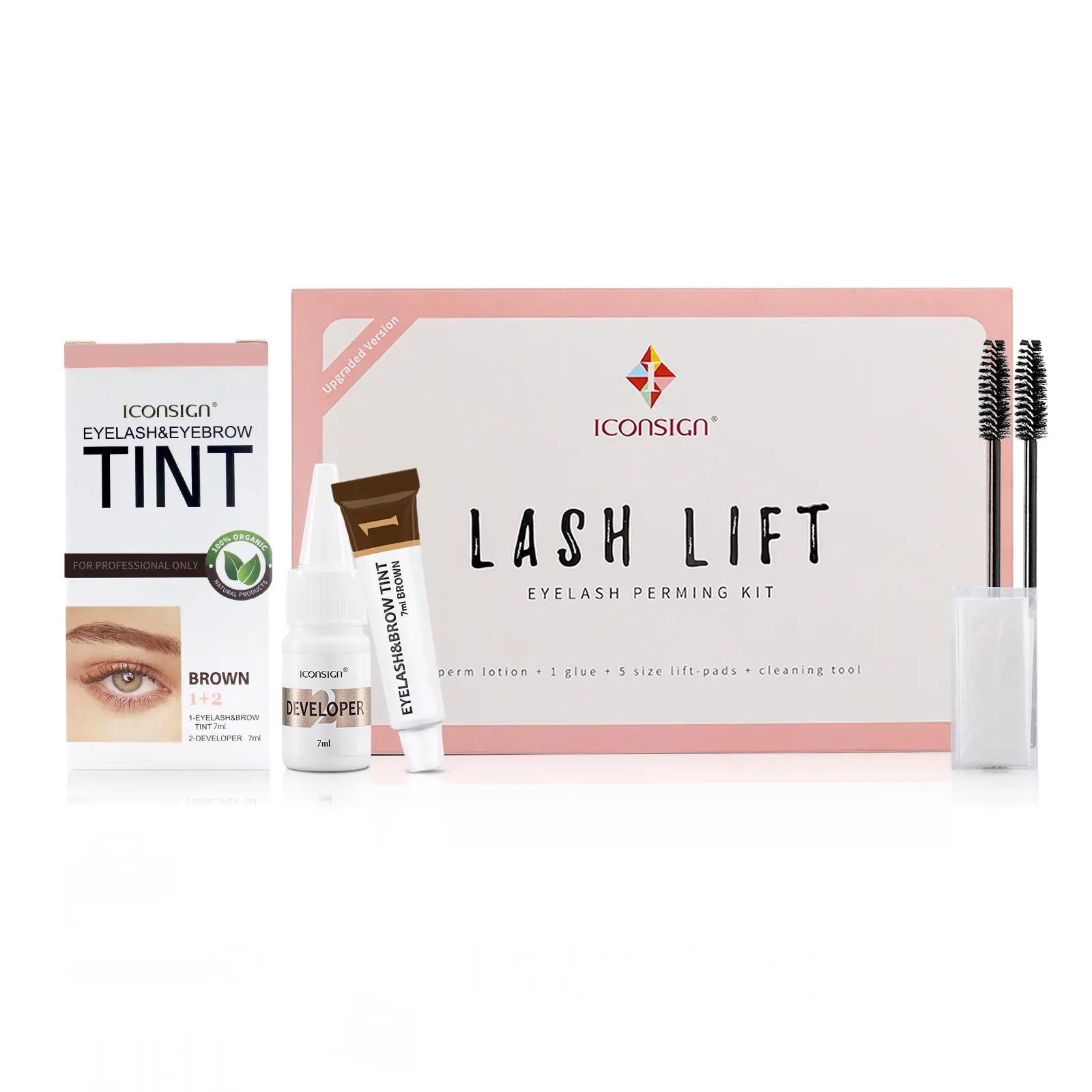 ICONSIGN Lash Lift Kit with Eyebrow Tint Dye for Salon Use - Black Eyelash Perm & Brow Tint - Gift Set for Friends Family & Workates - 35-50 Days Lash Lift & 60-90 Days Brow Tint Makeup