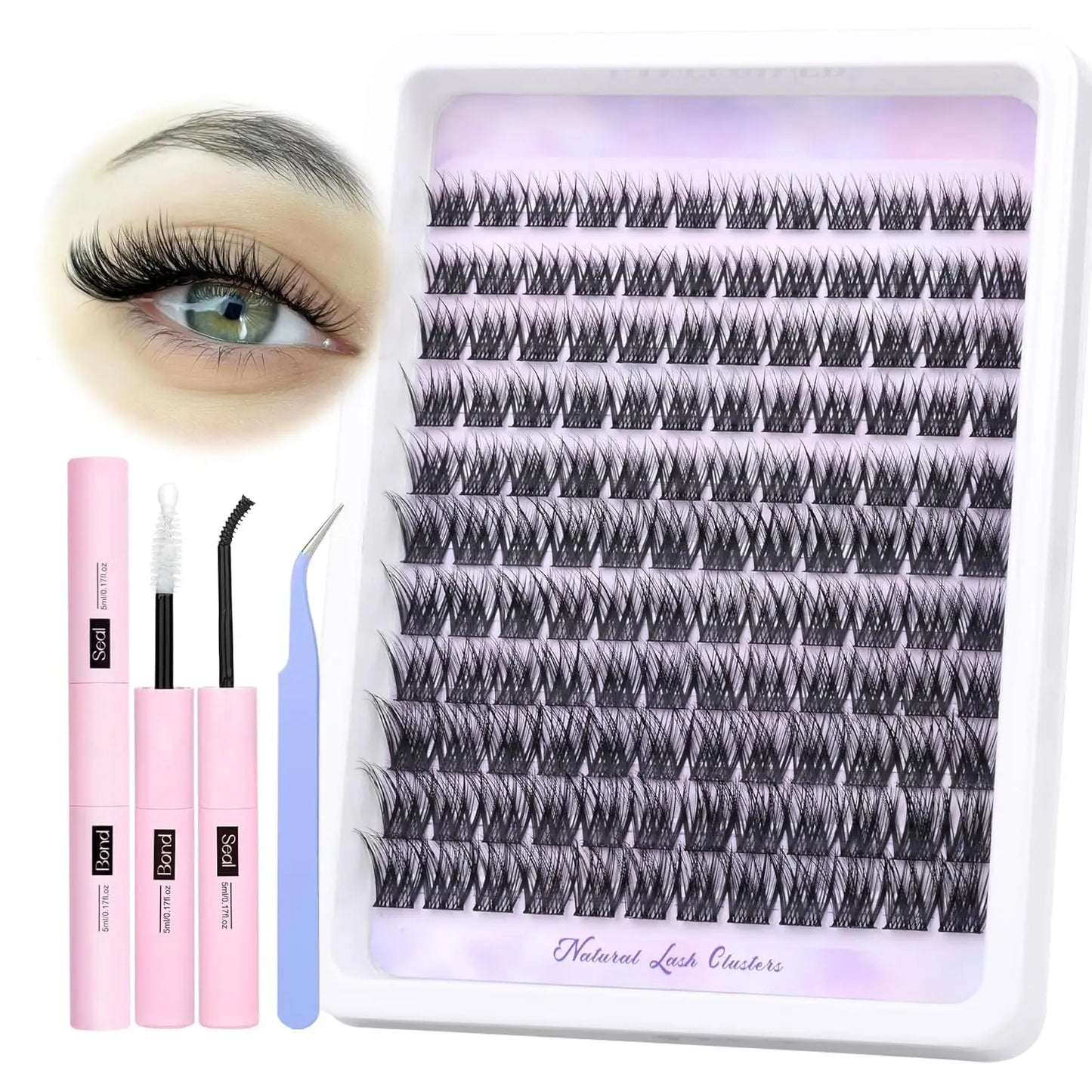 Natural DIY Lash Extension Kit - Waterproof Lash Clusters Kit C Curl 10-16Mm DIY Lash Extension