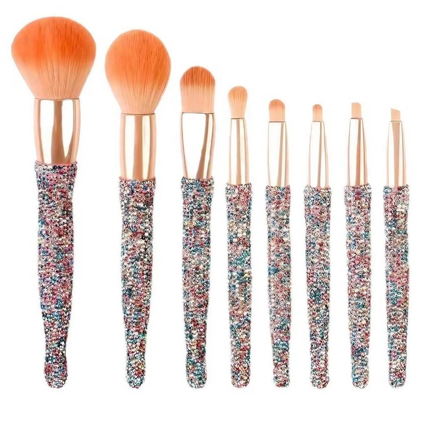 Makeup Brush Set with Storage Holder, 8 Counts/Set Glitter Makeup Brush with Soft Bristles, Professional Makeup Tools for Women