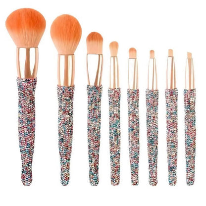 Makeup Brush Set with Storage Holder, 8 Counts/Set Glitter Makeup Brush with Soft Bristles, Professional Makeup Tools for Women