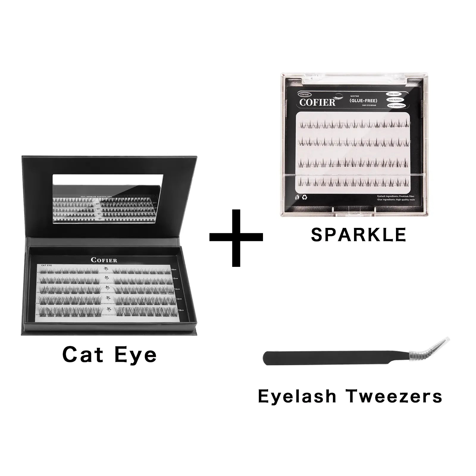Cofier No Glue DIY Lash Kit Lash Lift Kit at Home Press on Lash Self-Adhesive Eyelash Kit Individual Lashes Beginner Friendly with Tweezers 80/90/120 Pcs Cosmetic Makeup Bottom Lash Clusters