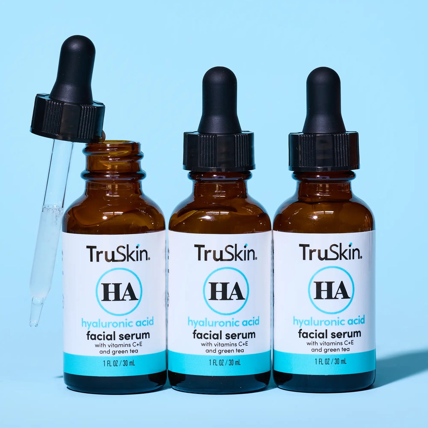 Truskin Hyaluronic Acid Serum for Face - Hydrating Moisturizer with Vitamin C & Green Tea to Restore, Plump, & Firm Skin - Dermatologist Tested - Cruelty Free - Formula Designed for Moisturizing and Ultra Hydration.