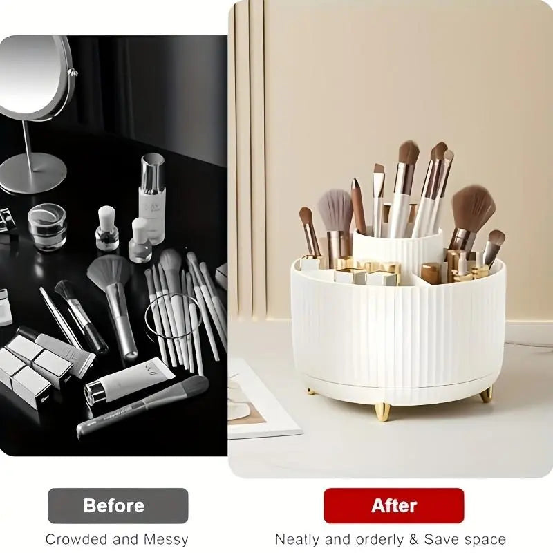 Makeup Brush Storage Box, 1 Count Multi-Functional Makeup Brush Holder, Durable Makeup Organizer for Bedroom Bathroom