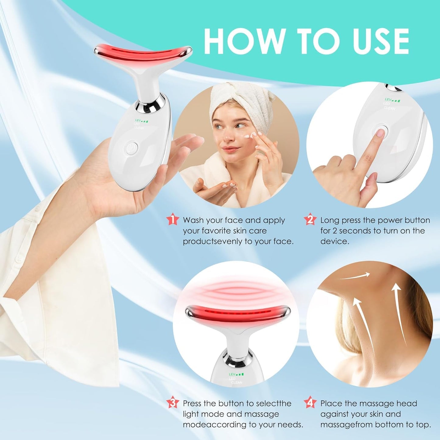 Facial Massager Face and Neck, Face 𝖲 Culpting Wand Tool with 7 Color - Birthday, Christmas, Mothers Day, Valentines Day Gifts for Her Women Mom Best Friend Wife Teacher (White)