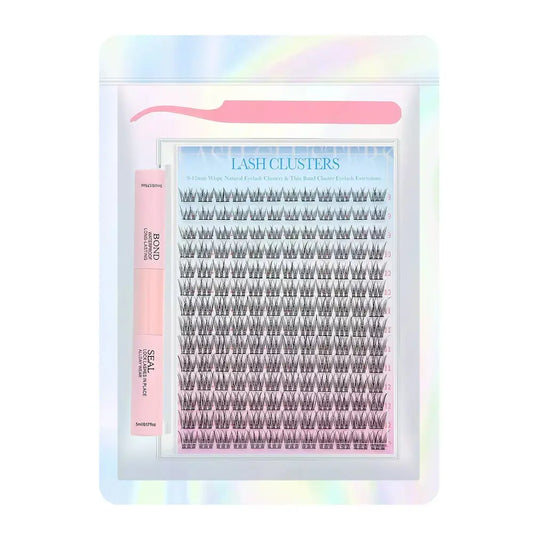 Eyelash Kit 9-12Mm 168PCS Wispy Natural Cluster Eyelash DIY Lash Extension Kit with Lash Bond and Seal, Lash Tweezers, DIY Eyelash Extension Kit for Beginners