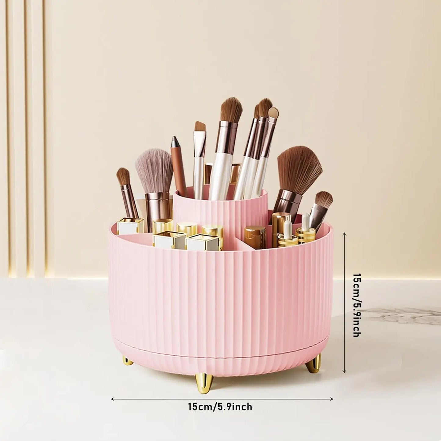 Makeup Brush Storage Box, 1 Count Multi-Functional Rotating Makeup Brush Holder, Durable Makeup Organizer for Bedroom Bathroom, Makeup Storage Organizer, Bedroom Accessories