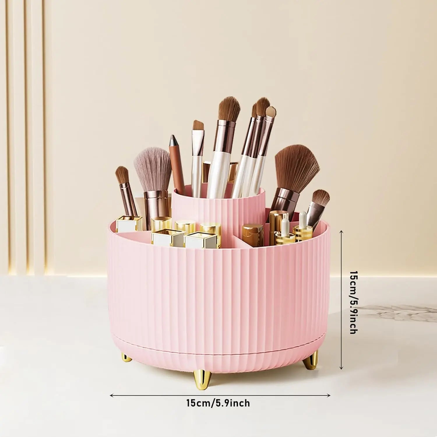 Makeup Brush Storage Box, 1 Count Multi-Functional Rotating Makeup Brush Holder, Durable Makeup Organizer for Bedroom Bathroom, Makeup Storage Organizer, Bedroom Accessories