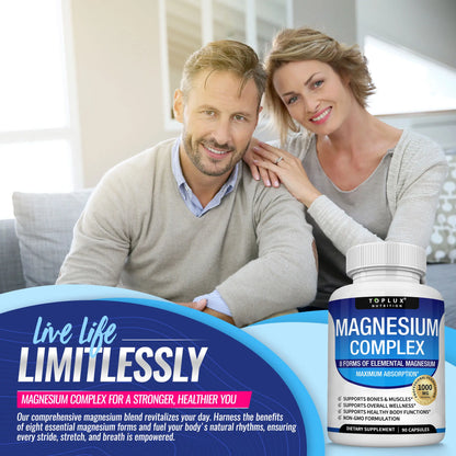 Toplux Magnesium Complex - 8 Essential Magnesium Supplement, 1000 mg
