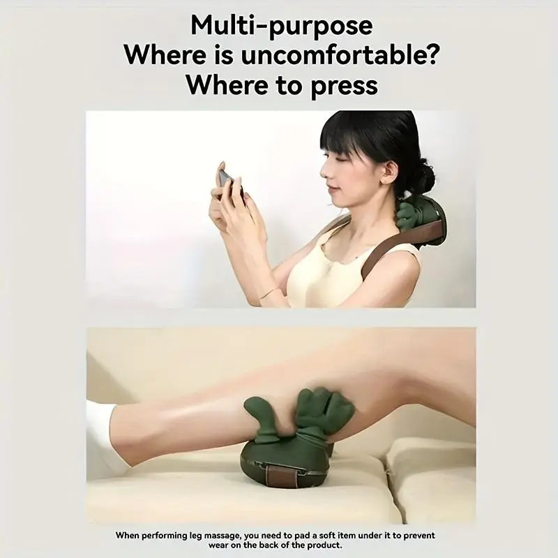 Upgraded 2026 Wireless Shoulder & Neck Massager – Portable 3D Kneading Deep Tissue Cervical Massager with Bionic Hand Heating for Pain Relief, Lightweight Back & Leg Massage Device, Relaxation Gift