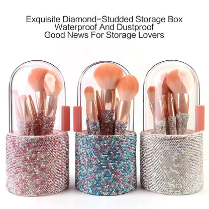 Makeup Brush Set with Storage Holder, 8 Counts/Set Glitter Makeup Brush with Soft Bristles, Professional Makeup Tools for Women