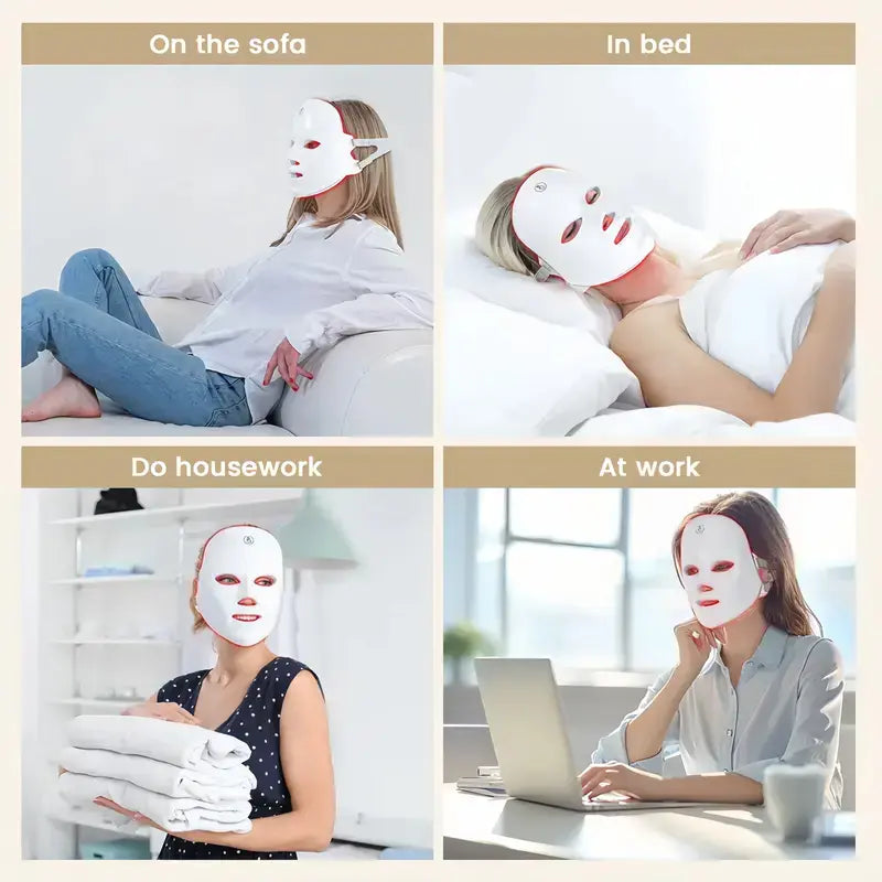 7-Color LED Light Therapy Mask, 90-LED Photon Mask, Red Light Infrared Skin Rejuvenation, Anti-Aging and Acne Care, Wrinkle Reduction, Brightening and Firming, Wireless Rechargeable Face Mask, Home Facial Spa Device, Christmas Gift, Holiday Gift