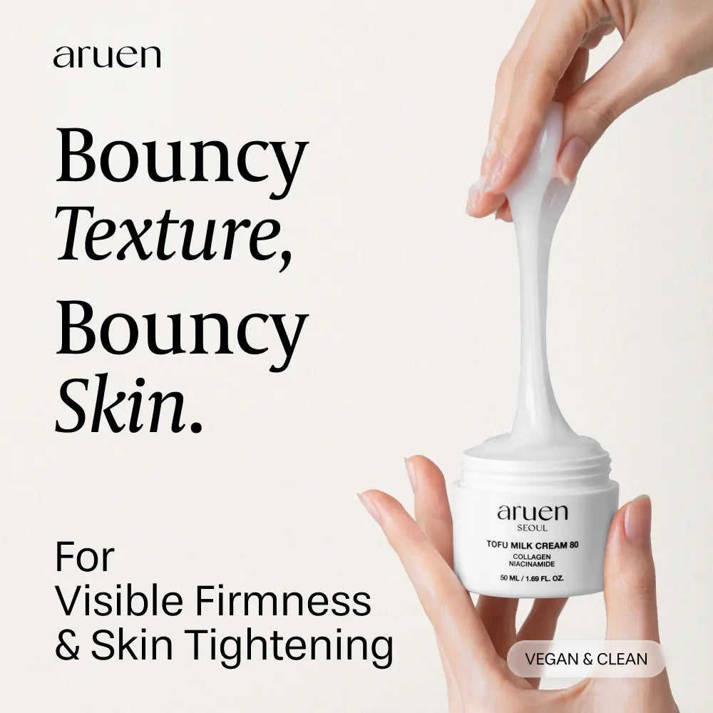 [Aruen Official] Fermented Tofu Collagen Trio - Cleanser + Serum + Cream - 24Hr Fermented Soy Milk with Collagen, Niacinamide & Hyaluronic Acid - Korean Firming & Hydrating Skincare Set for Radiant Skin White Botanical Gels