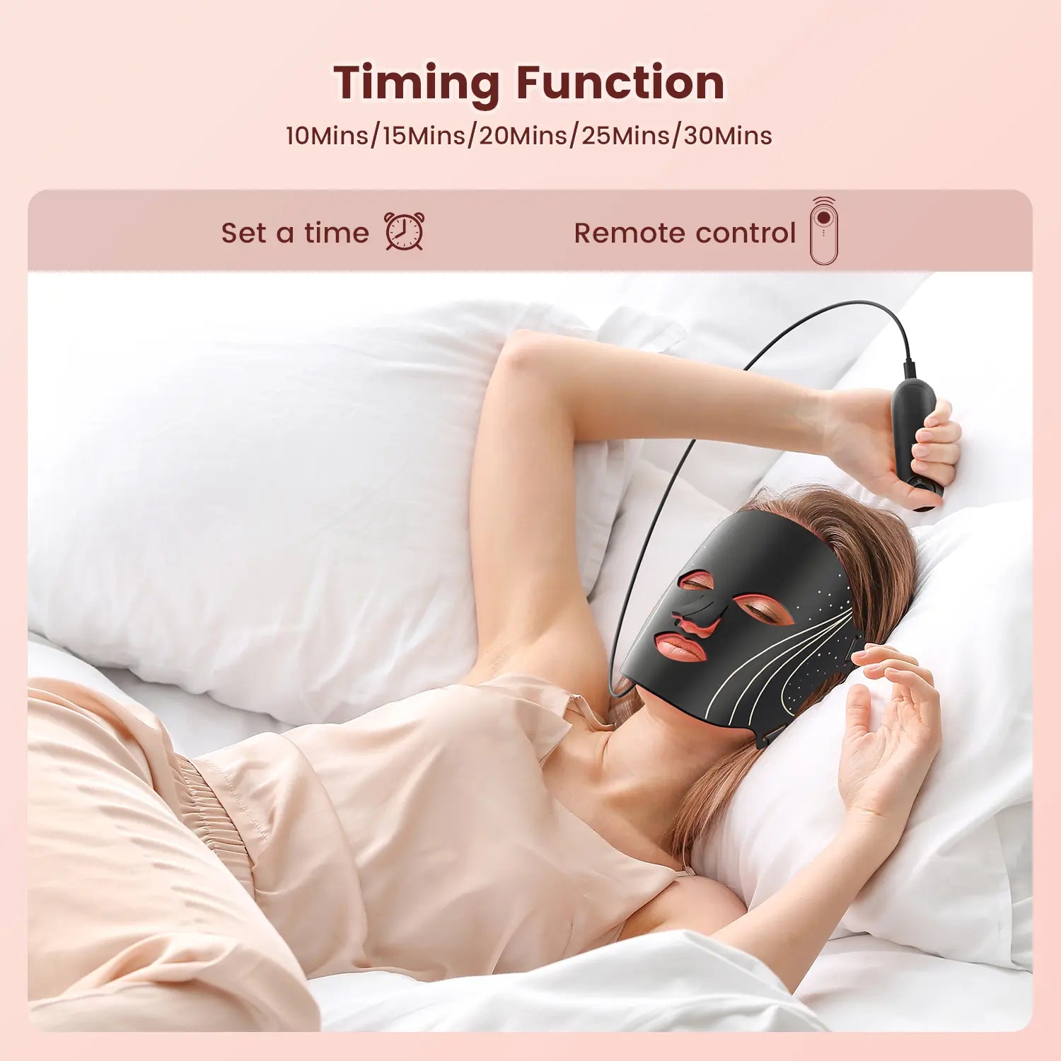SHMHE LED Face Mask Light Therapy, 7 Color Red Light Therapy for Face, 96*3=288 Led Beads, Rechargeable, Ideal Gift Skincare Silicone Radiant