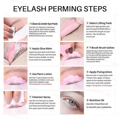 Eyelashes Lift Kit, 1 Box 2 in 1 Lash & Brow Lift Kit, Lash Lift Kit, Eyelash Perm Kit for Beginner , Makeup Products Eyelash & Eyebrow Accessories Tool Set, Including Perm Lotion, Glue Balm, Eyelash Curler, Brow Lamination