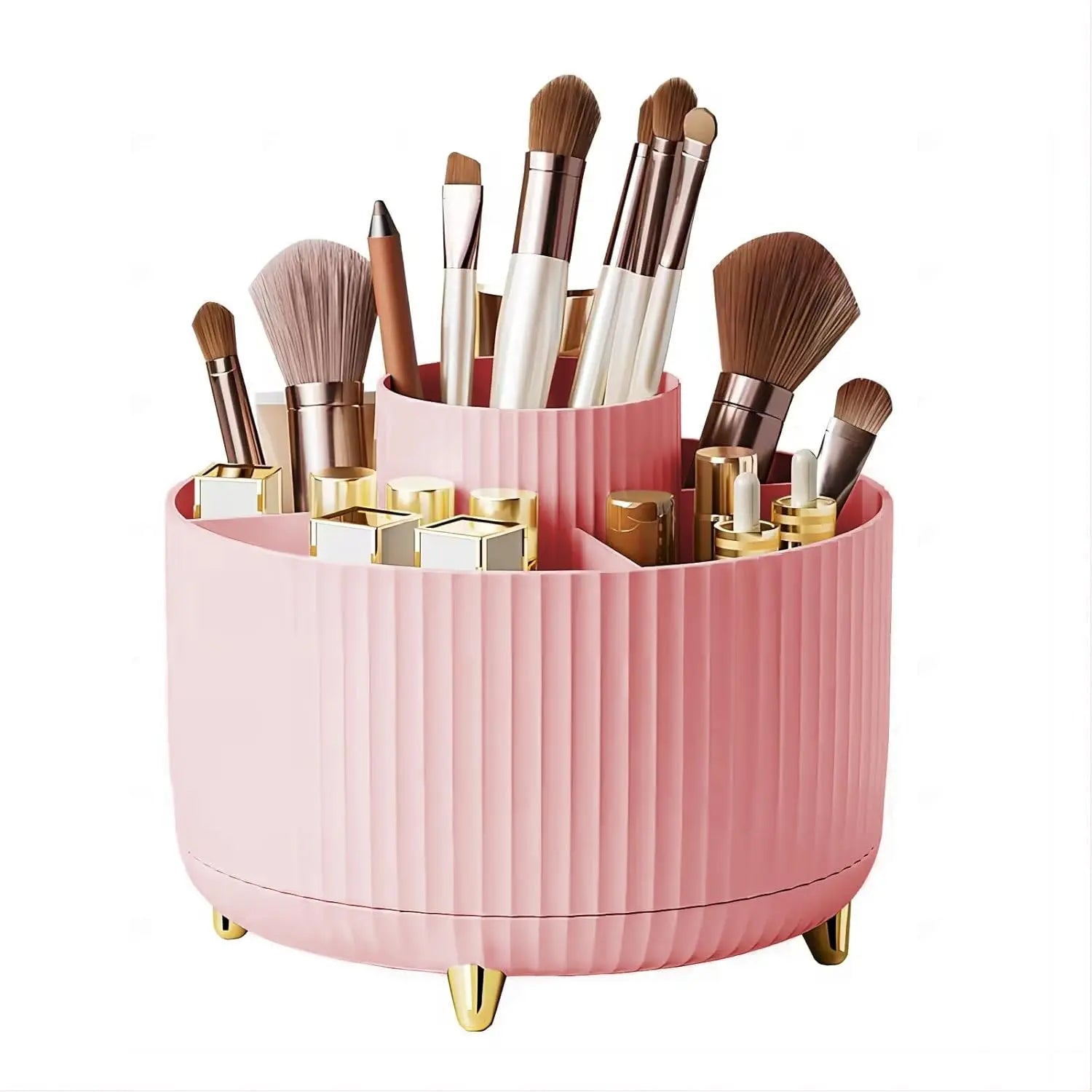 Makeup Brush Storage Box, 1 Count Multi-Functional Rotating Makeup Brush Holder, Durable Makeup Organizer for Bedroom Bathroom, Makeup Storage Organizer, Bedroom Accessories