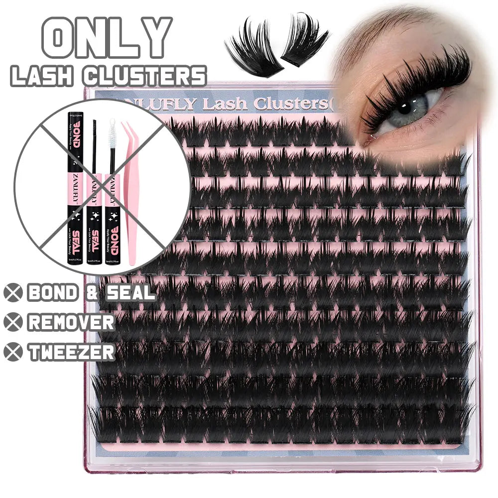 Volume Anime Lash Clusters Kit Zanlufly 120D Full Lashes Wet Wispy Look Cluster Lashes Pre-Made Spike Lash Extension Kit Lash Twezzer Lash Bond and Seal Lash Remover Tiktokshopblackfriday
