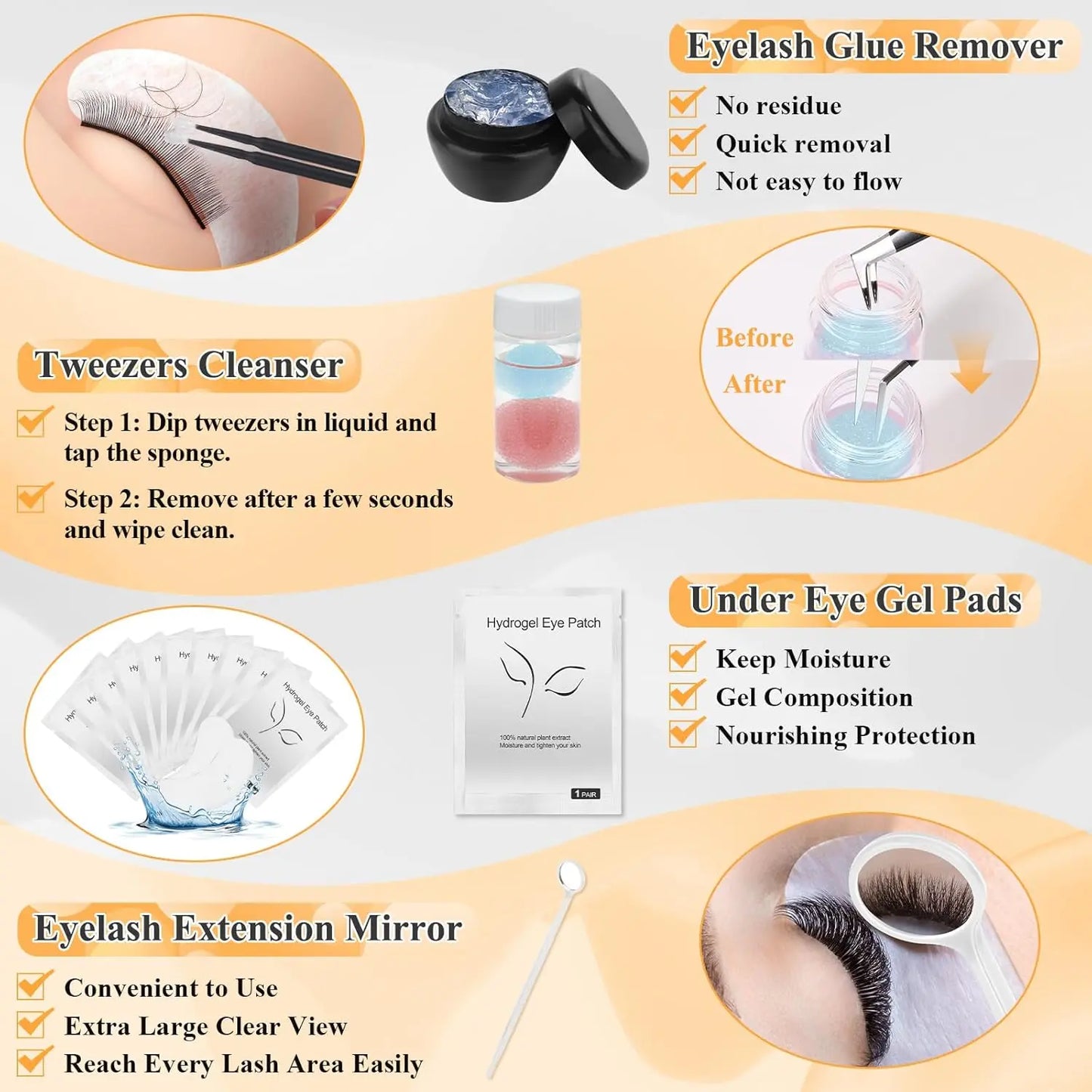 Lashes Kit for Eyelash Extension Beginner Lash Tech Starter Kit with Eye Lash Mannequin , Professional Eyelash Extension Kit with Lash Fan, Extension Glue and Eyelash Remover for Practice