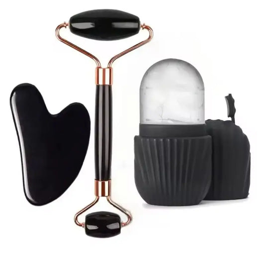 Ice Face Roller & Gua Sha Massage Tool Set | Cooling Facial Skincare Tools