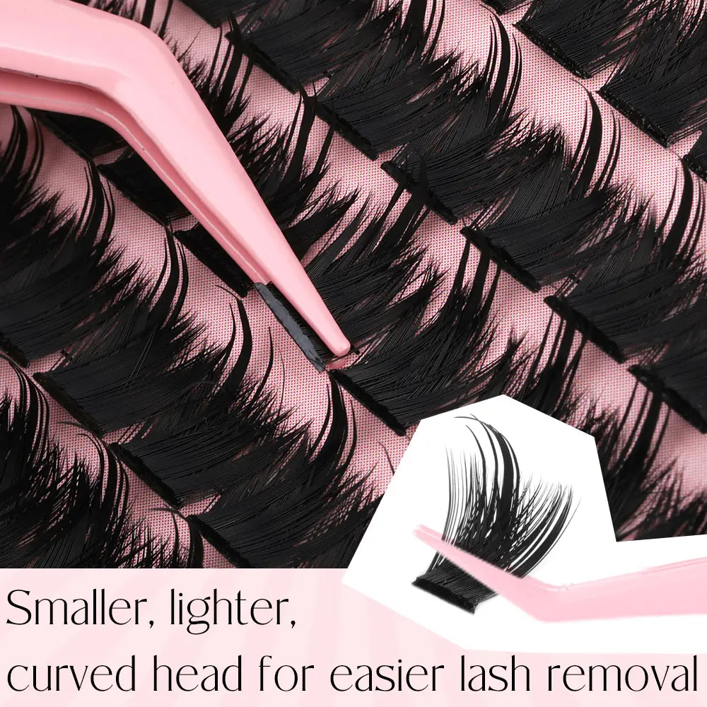 Volume Anime Lash Clusters Kit Zanlufly 120D Full Lashes Wet Wispy Look Cluster Lashes Pre-Made Spike Lash Extension Kit Lash Twezzer Lash Bond and Seal Lash Remover Tiktokshopblackfriday