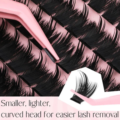 Volume Anime Lash Clusters Kit Zanlufly 120D Full Lashes Wet Wispy Look Cluster Lashes Pre-Made Spike Lash Extension Kit Lash Twezzer Lash Bond and Seal Lash Remover Tiktokshopblackfriday