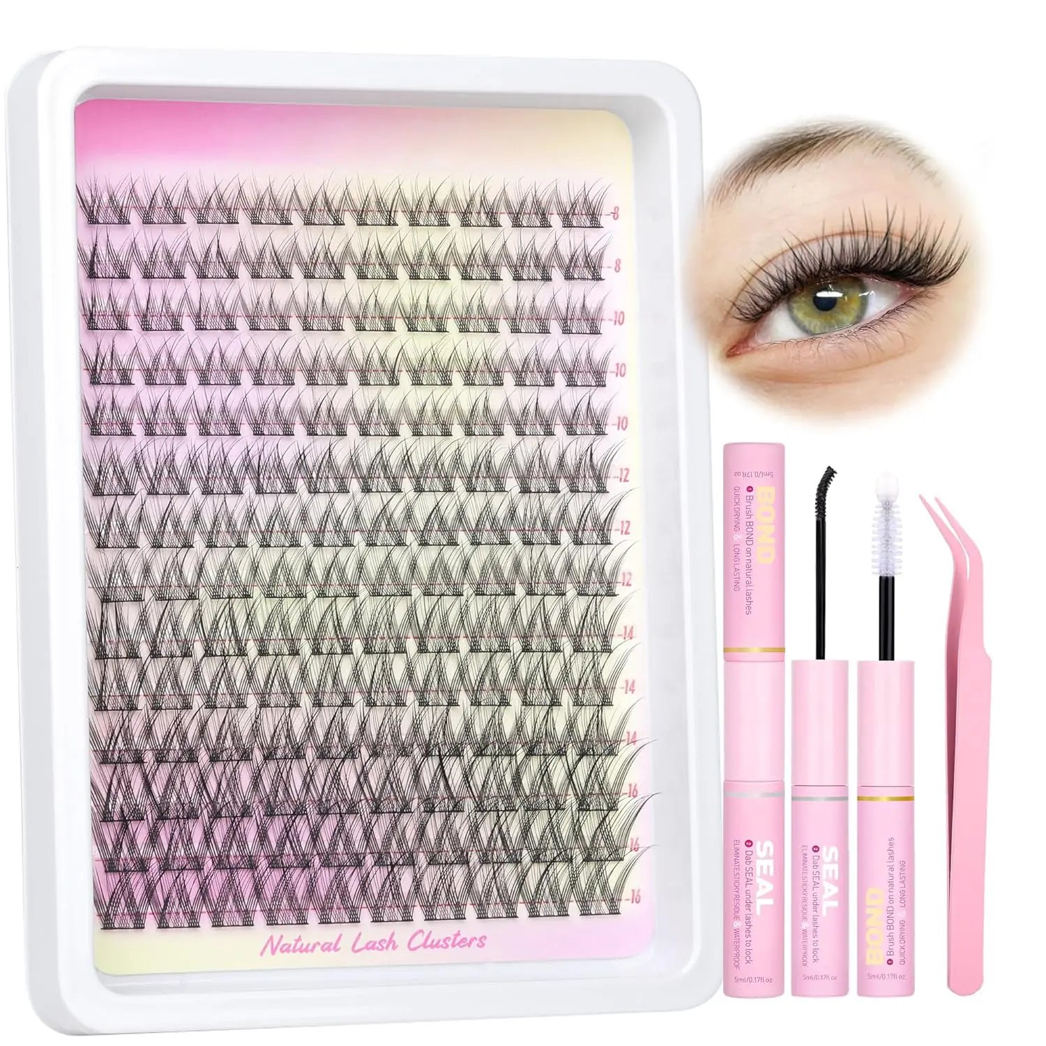 Natural DIY Lash Extension Kit - Waterproof Lash Clusters Kit C Curl 10-16Mm DIY Lash Extension