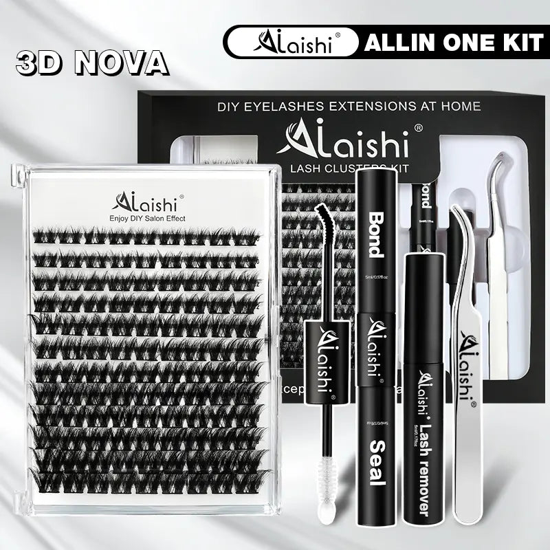 Ailaishi 3D DIY Classic Black and White Eyelash Cluster Set, Including Cluster-Style Single-Length False Lashes, Waterproof Adhesive and Sealant, and Springtock Beginner-Friendly Makeup Tool Kit for Eyelash Clusters.Tiktok Shop Holiday Haul