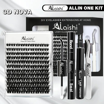 Ailaishi 3D DIY Classic Black and White Eyelash Cluster Set, Including Cluster-Style Single-Length False Lashes, Waterproof Adhesive and Sealant, and Springtock Beginner-Friendly Makeup Tool Kit for Eyelash Clusters.Tiktok Shop Holiday Haul