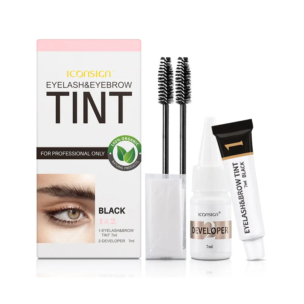ICONSIGN Lash Lift Kit with Eyebrow Tint Dye for Salon Use - Black Eyelash Perm & Brow Tint - Gift Set for Friends Family & Workates - 35-50 Days Lash Lift & 60-90 Days Brow Tint Makeup
