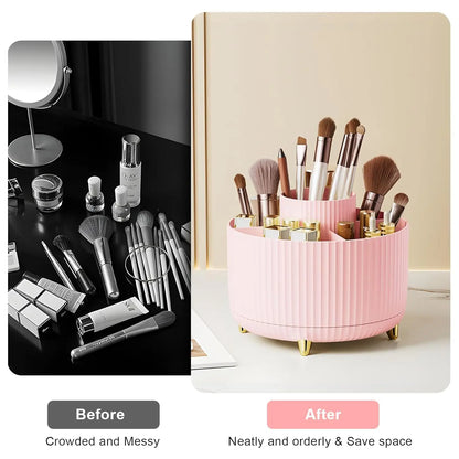 Makeup Brush Storage Box, 1 Count Multi-Functional Rotating Makeup Brush Holder, Durable Makeup Organizer for Bedroom Bathroom, Makeup Storage Organizer, Bedroom Accessories