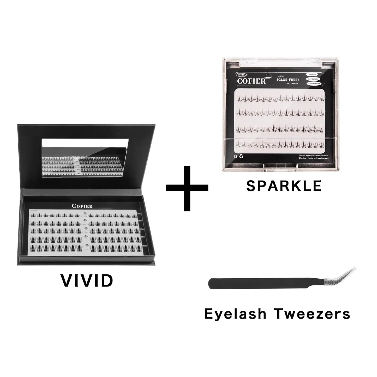 Cofier No Glue DIY Lash Kit Lash Lift Kit at Home Press on Lash Self-Adhesive Eyelash Kit Individual Lashes Beginner Friendly with Tweezers 80/90/120 Pcs Cosmetic Makeup Bottom Lash Clusters
