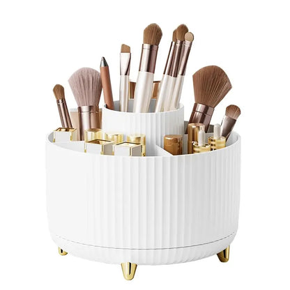 Makeup Brush Storage Box, 1 Count Multi-Functional Rotating Makeup Brush Holder, Durable Makeup Organizer for Bedroom Bathroom, Makeup Storage Organizer, Bedroom Accessories