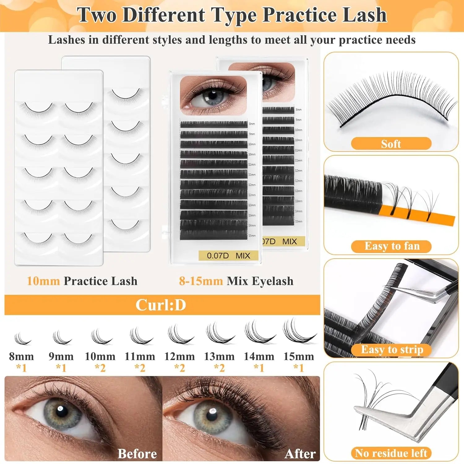Lashes Kit for Eyelash Extension Beginner Lash Tech Starter Kit with Eye Lash Mannequin , Professional Eyelash Extension Kit with Lash Fan, Extension Glue and Eyelash Remover for Practice