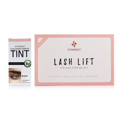 ICONSIGN Lash Lift Kit with Eyebrow Tint Dye for Salon Use - Black Eyelash Perm & Brow Tint - Gift Set for Friends Family & Workates - 35-50 Days Lash Lift & 60-90 Days Brow Tint Makeup