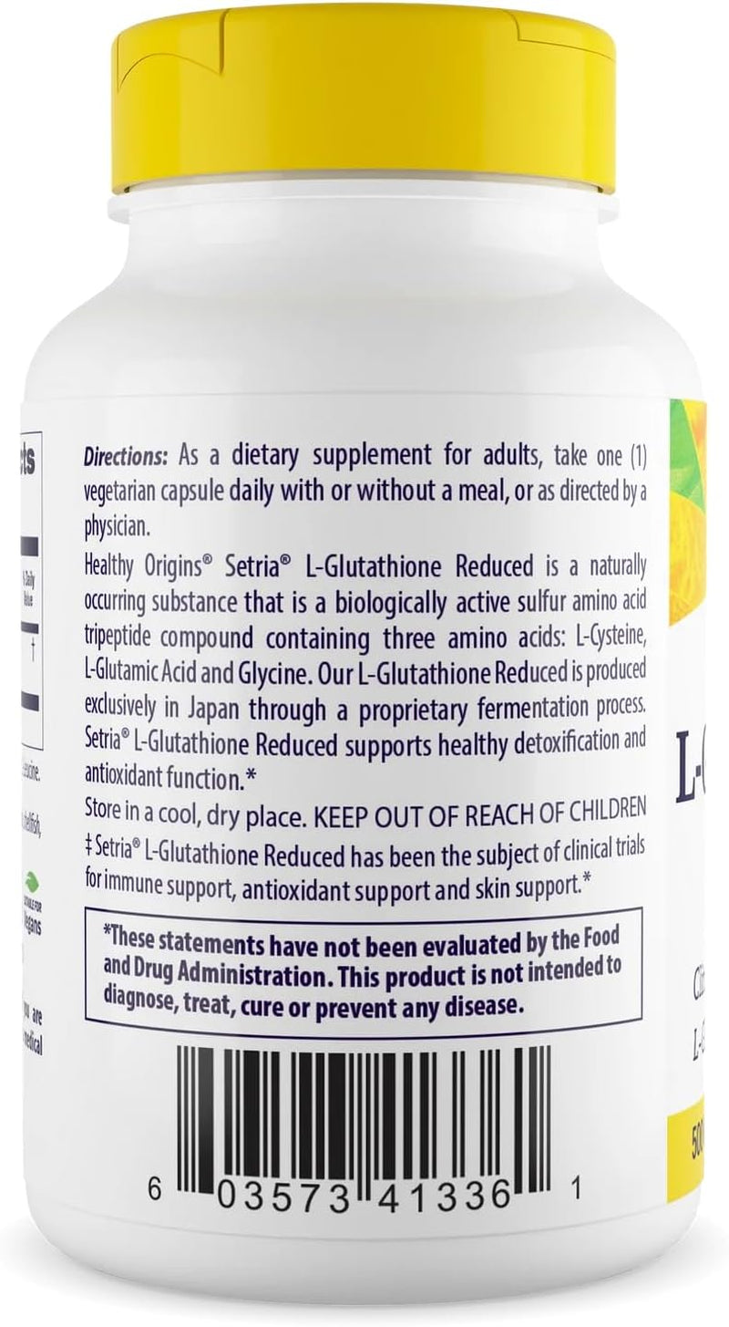 Setria L-Glutathione 500 Mg, 150 Veggie Capsules - Reduced Form Master Antioxidant Supplement - Supports Liver Health, Detoxification, Immune Function & Healthy Skin - 5 Month Supply