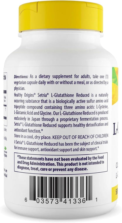 Setria L-Glutathione 500 Mg, 150 Veggie Capsules - Reduced Form Master Antioxidant Supplement - Supports Liver Health, Detoxification, Immune Function & Healthy Skin - 5 Month Supply