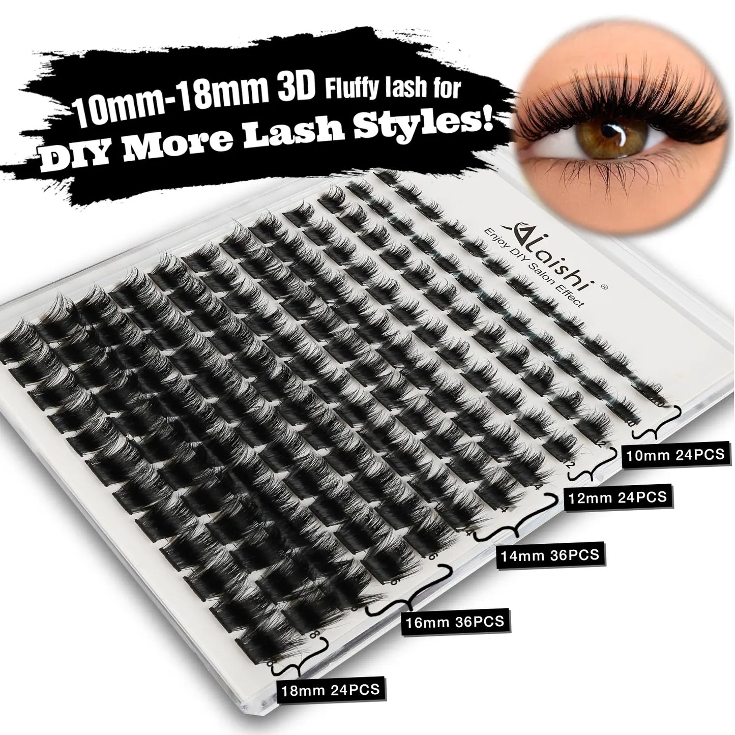 Ailaishi 3D DIY Classic Black and White Eyelash Cluster Set, Including Cluster-Style Single-Length False Lashes, Waterproof Adhesive and Sealant, and Springtock Beginner-Friendly Makeup Tool Kit for Eyelash Clusters.Tiktok Shop Holiday Haul